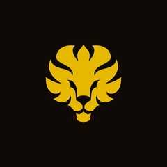 Flat lion design abstract logo