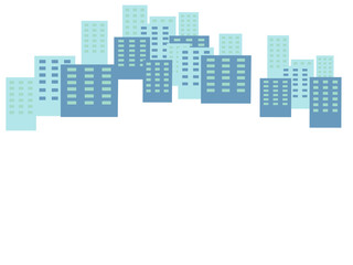 High rise building, houses on a white background. Blank for poster. In minimalist style. Cartoon flat raster