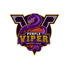 Purple viper basketball mascot badge Illustration