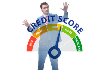 Businessman in credit score concept