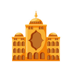 muslim temple, mosque building on white background