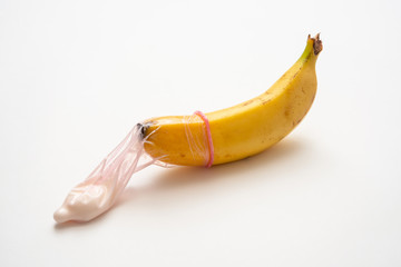 コンドーム、バナナ、ヨーグルト　射精後のイメージ