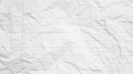 crumpled white paper notebook letter background