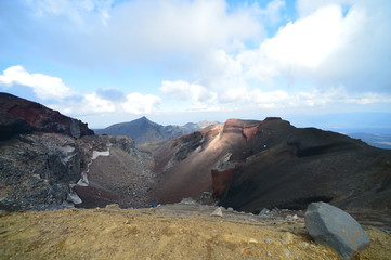 red crater in tongariro national park of new zealand
