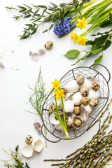 Fototapeta na wymiar Florist Easter natural decor for creating festive floral composition