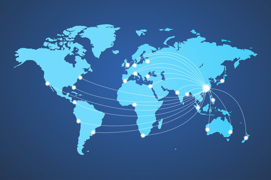 world map global cargo destination china vector
