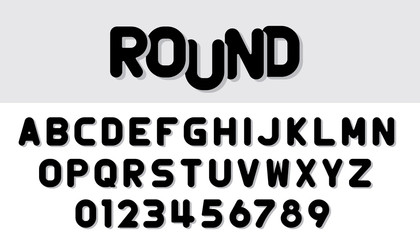 Vector of round modern font design and alphabet set.