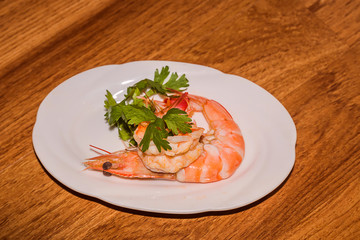 delicious roasted shrimp on plate