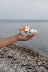 plastic garbage on the sea beach