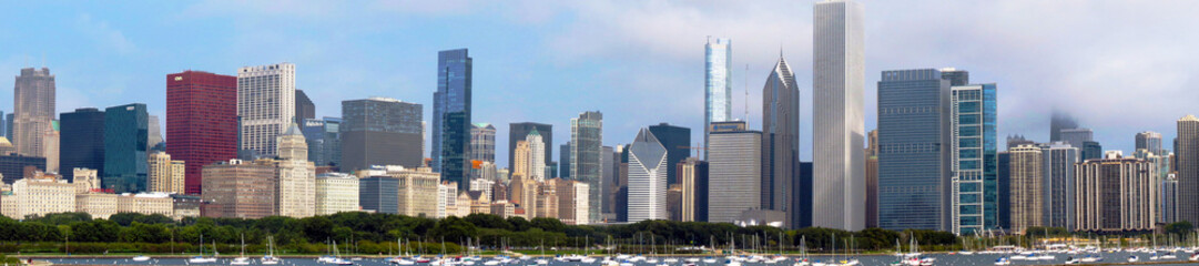 Chicago city skyline from across the water