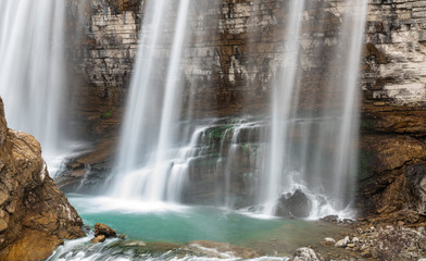 beautiful tourist waterfall in nature