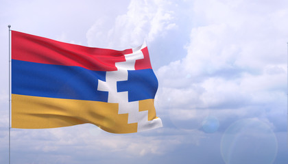 Waving flags of the world - flag of Artsakh. 3D illustration.
