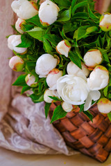 a variety of flowers. Roses.peonies in a Bouquet . close up.