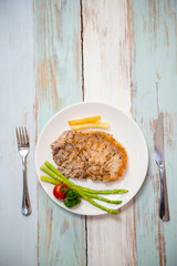 pork steak is cooked