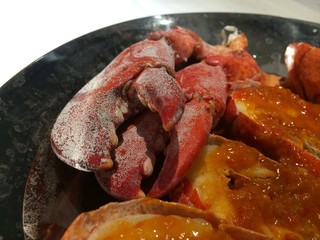 frying Lobster with sausage and ragout