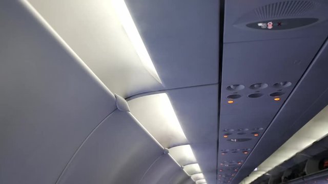 close up aeroplanes air conditioning unit on full power. Filling the cabin of the plane with smoke and cooling passengers. Aviation technology