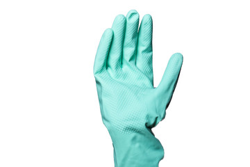 latex gloves for virus protection. background top view. copy space for text