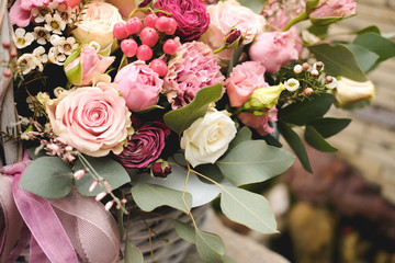 a variety of flowers.Bouquet . close up.
