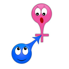 Emoticons are a symbol of sexual relations between a man and a woman. Blue with an arrow and pink with a cross. Increased potency and erection. Medicine of sexual relations and fertilization