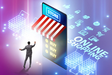 Online shopping concept with smartphone