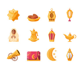 set of icons ramadan kareem