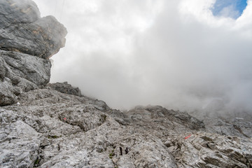 Beautiful hike and climb to the Zugspitze near Ehrwald and Eibsee, the highest mountain in Germany