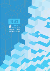 Blue isometric abstract set background