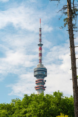 Fototapeta premium TV transmitter tower in Pecs on the top of the mountain