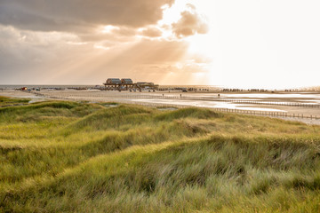 Dune landscape on the beach of St Peter-Ording