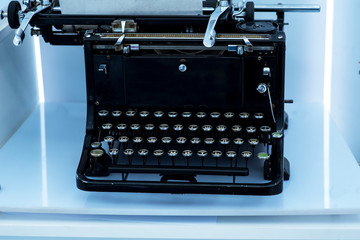 Close up photo of antique typewriter keys, shallow focus