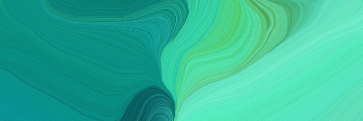 very futuristic banner background with dark cyan, aqua marine and medium aqua marine color. contemporary waves illustration
