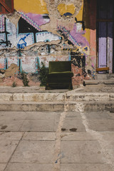 Entrance of old refugee housing in Athens, Greece
