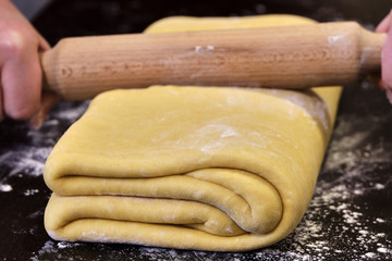 Homemade french croissant, from the dough to the cooking