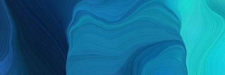 very futuristic background banner with dark cyan, dark turquoise and very dark blue color. curvy background illustration