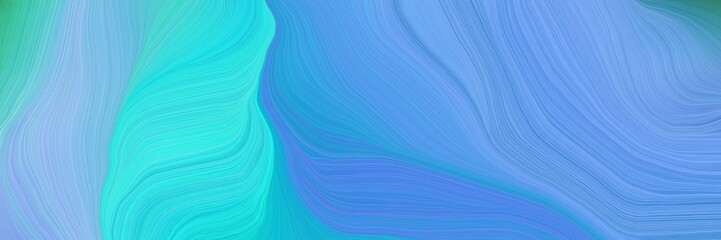 very futuristic banner with waves. contemporary waves illustration with corn flower blue, turquoise and baby blue color