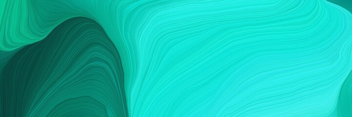 very futuristic banner background with bright turquoise, teal green and teal color. elegant curvy swirl waves background design