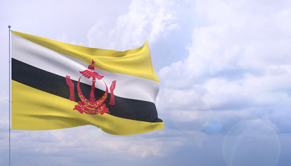 High resolution close-up flag of Brunei. 3D illustration.