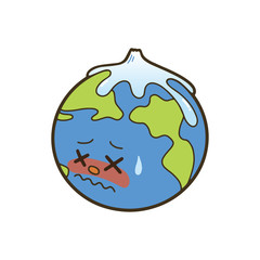 Fototapeta premium 温暖化のイメージイラスト 地球のキャラクター SDGs