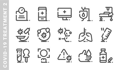 covid-19 treatment 2 icon set. Outline Style. each made in 64x64 pixel