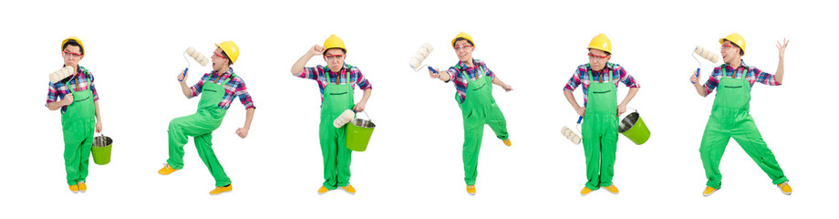 Funny painter isolated on white