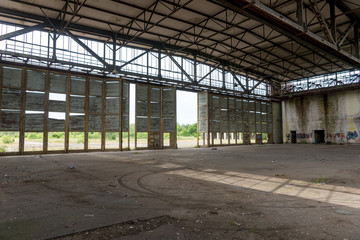 Old empty abandoned and ruined hall inside