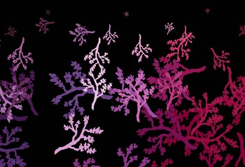 Obraz na płótnie Canvas Dark Purple, Pink vector doodle backdrop with sakura.