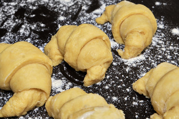 Homemade french croissant, from the dough to the cooking