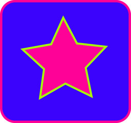 Star button neon pink and blue background 