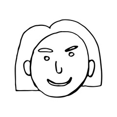 cartoon face vector people. Hand drawn line art illustration. Human emotions doodle set