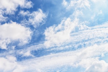 Incredible blue sky with beautiful white clouds. Clouds floating on blue sky
