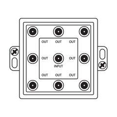 Fototapeta premium Eight Way Vertical Coaxial Cable Splitter