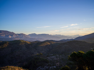 Naklejka na ściany i meble Beautiful mountain landscape at sunrise in Andalusia, Spain