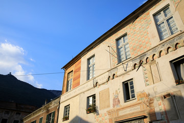 Fototapeta premium Finalborgo (SV), Italy - December 12, 2017: National Palace in Finalborgo village, Finale Ligure, Liguria, Italy