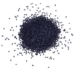 Hairy basil seeds isolated on a white background. top view.